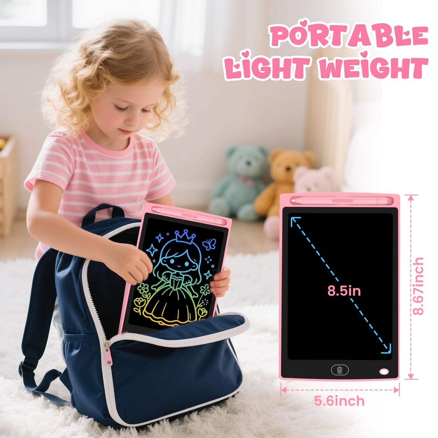Glochin 24 Pack LCD Writing Tablet for Kids, Erasable and Reusable Toddler Doodle Board in 8.5 inch, Ideal Educational Drawing Pad for Learning Toy
