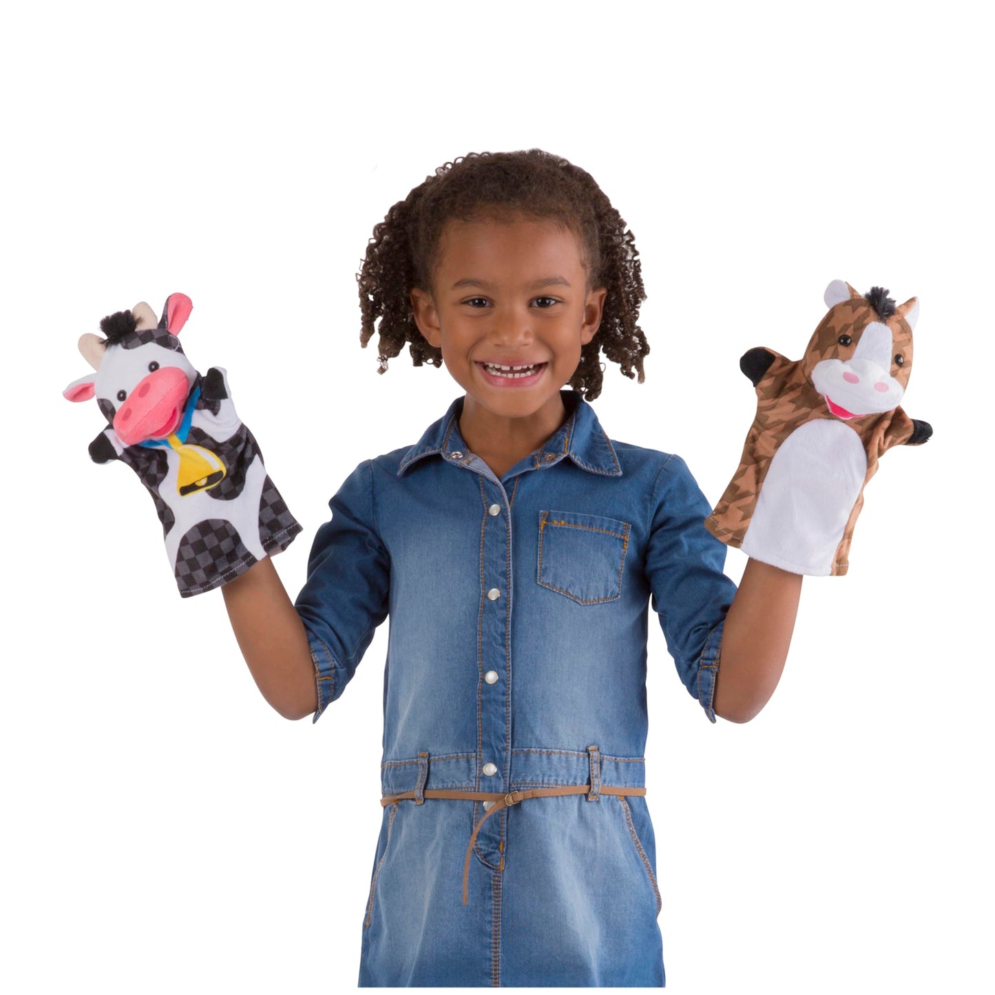 Melissa & Doug Farm Friends Hand Puppets (Set of 4) - Cow, Horse, Sheep, and Pig Soft Puppets for Kids and Toddlers Ages 2+