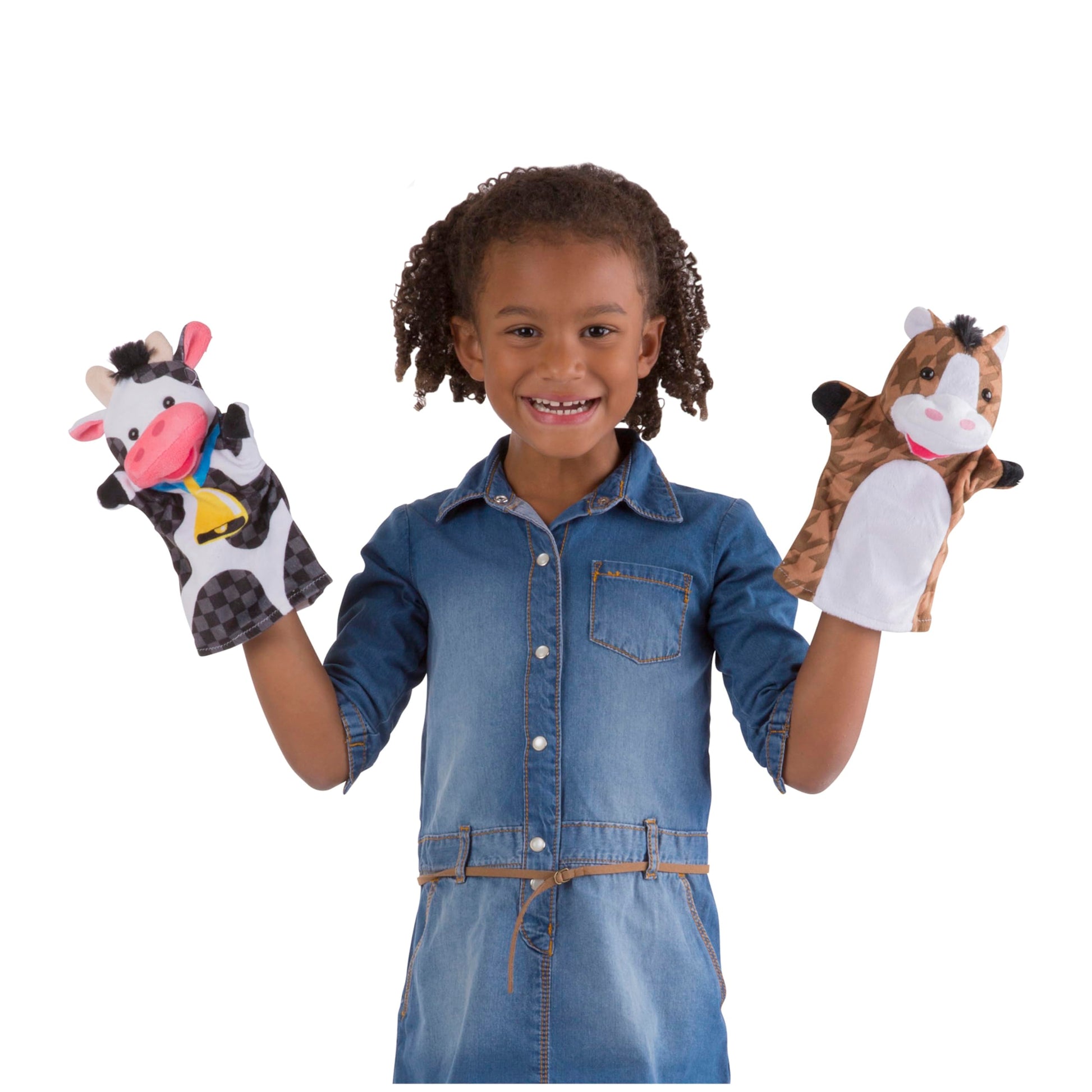 Melissa & Doug Farm Friends Hand Puppets (Set of 4) - Cow, Horse, Sheep, and Pig Soft Puppets for Kids and Toddlers Ages 2+