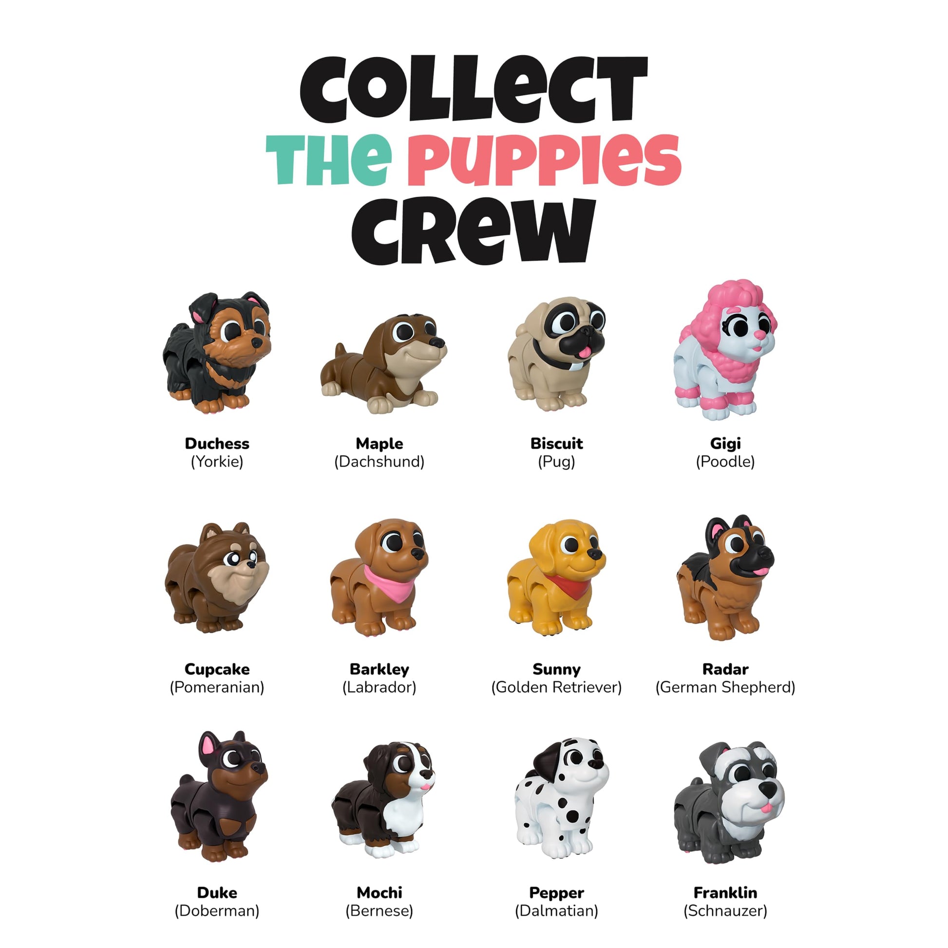 Wigglitz Puppies 12 Pack-12 Collectible Wiggly Fidget Toys - Award-Winning, Plant-Based, Made in USA - Puppies Series Characters for Collecting