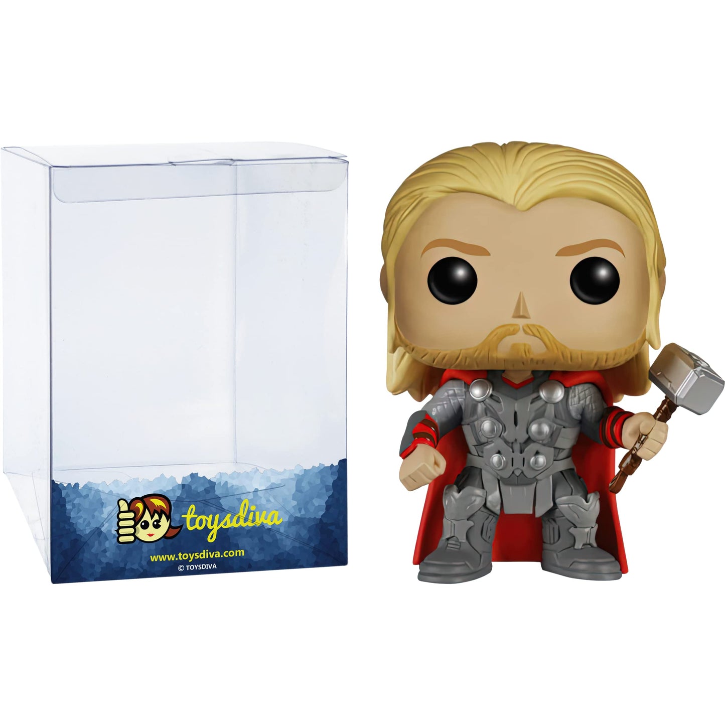 Funko T h o r : P o p ! Vinyl Figurine Bundle with 1 Compatible 'ToysDiva' Graphic Protector (069-04780 - B)
