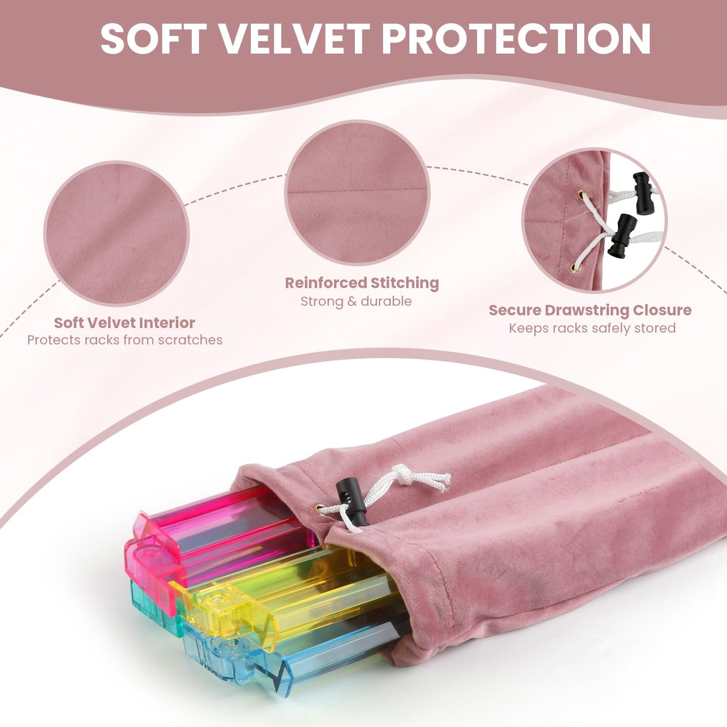 YCQDDA Mahjong Rack Bag, Soft Velvet Dual-Slot Storage Bag for 4 Mahjong Racks with Pushers, Drawstring Carrying Case, Giftable Mahjong Accessory