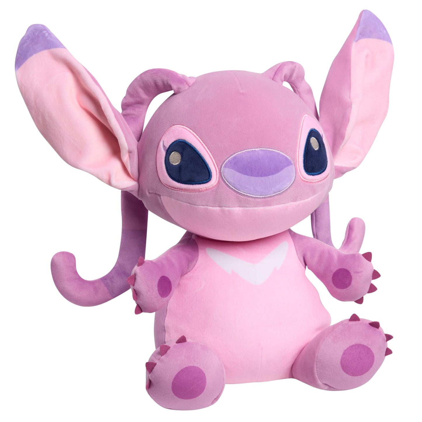 Disney Stitch Comfort Weighted Plush Angel, Officially Licensed, 14-inch Stuffed Animal, Super Soft Snuggly Stretchy Fabric, Alien, Pink, Kids Toys
