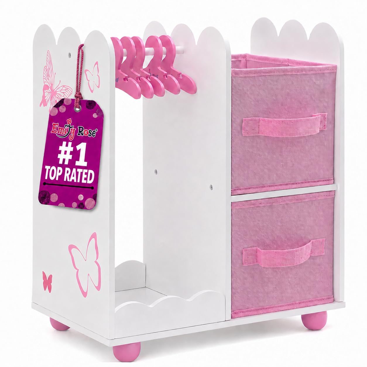 Emily Rose 18" Doll Clothes Open Wardrobe Storage Closet + 5 Hangers