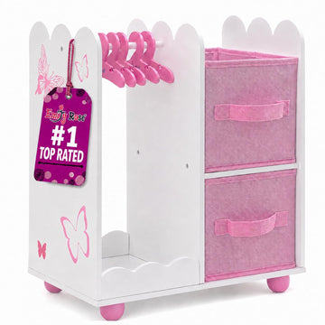 Emily Rose 18" Doll Clothes Open Wardrobe Storage Closet + 5 Hangers