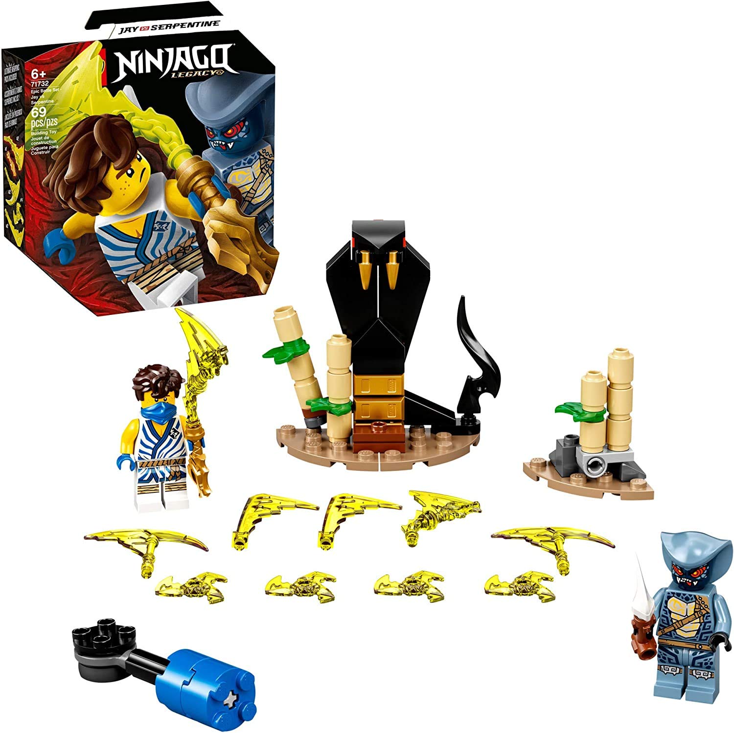 LEGO NINJAGO Epic Battle Set - Jay vs. Serpentine 71732 Building Kit; Ninja Playset Featuring Spinning Battle Toy, New 2021 (69 Pieces)