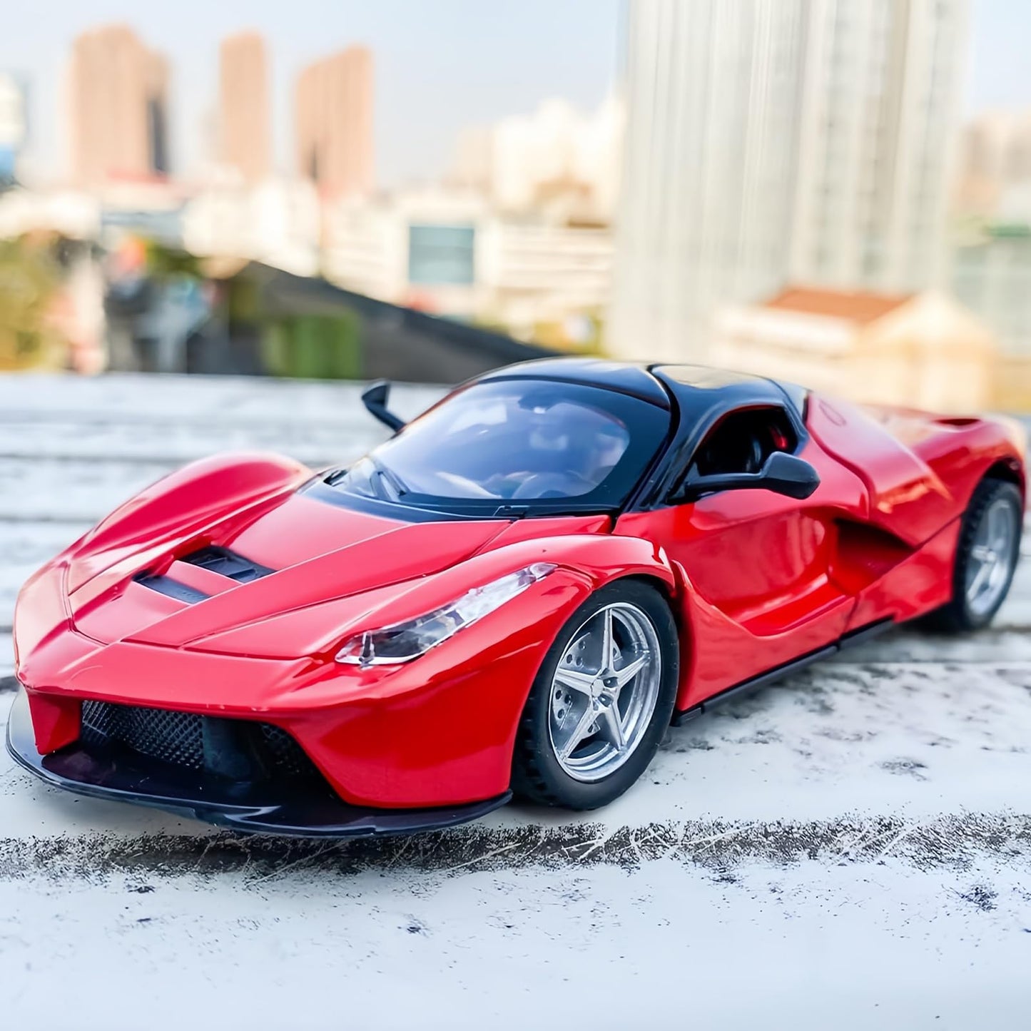 WAKAKAC 1/32 Race Model Car, Pull Back Toy Car Vehicle Alloy Diecast Model, Openable Doors, Collectible Gift Cars for Kids Ages 3-8 (Red)
