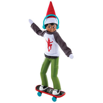 The Elf on the Shelf MagiFreez Holly Jolly Ollie Skateboard Set for Your Scout Elf - Includes Magical Standing Pants, elf- Sized Long Sleeve tee