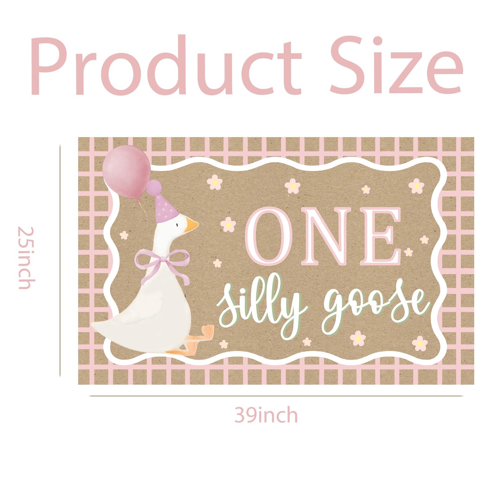 Goose Pink Banner for One Silly Goose Birthday Decor Girl Pink Silly Goose First Birthday Backdrop for Girls First Birthday
