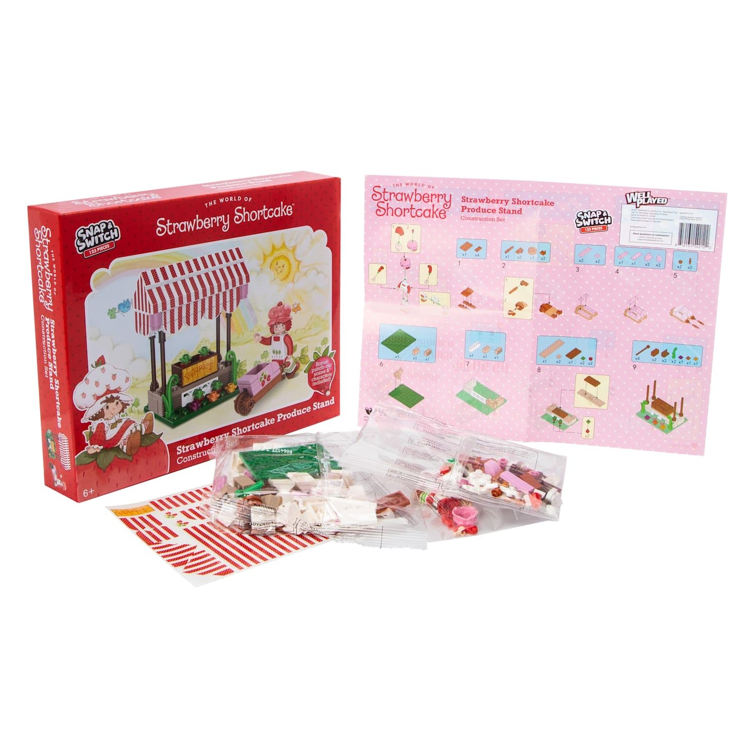 Snap & Switch Strawberry Shortcake Produce Stand Set - Buildable Toy Set with Fruit Stand Accessories for Creative Pretend Play