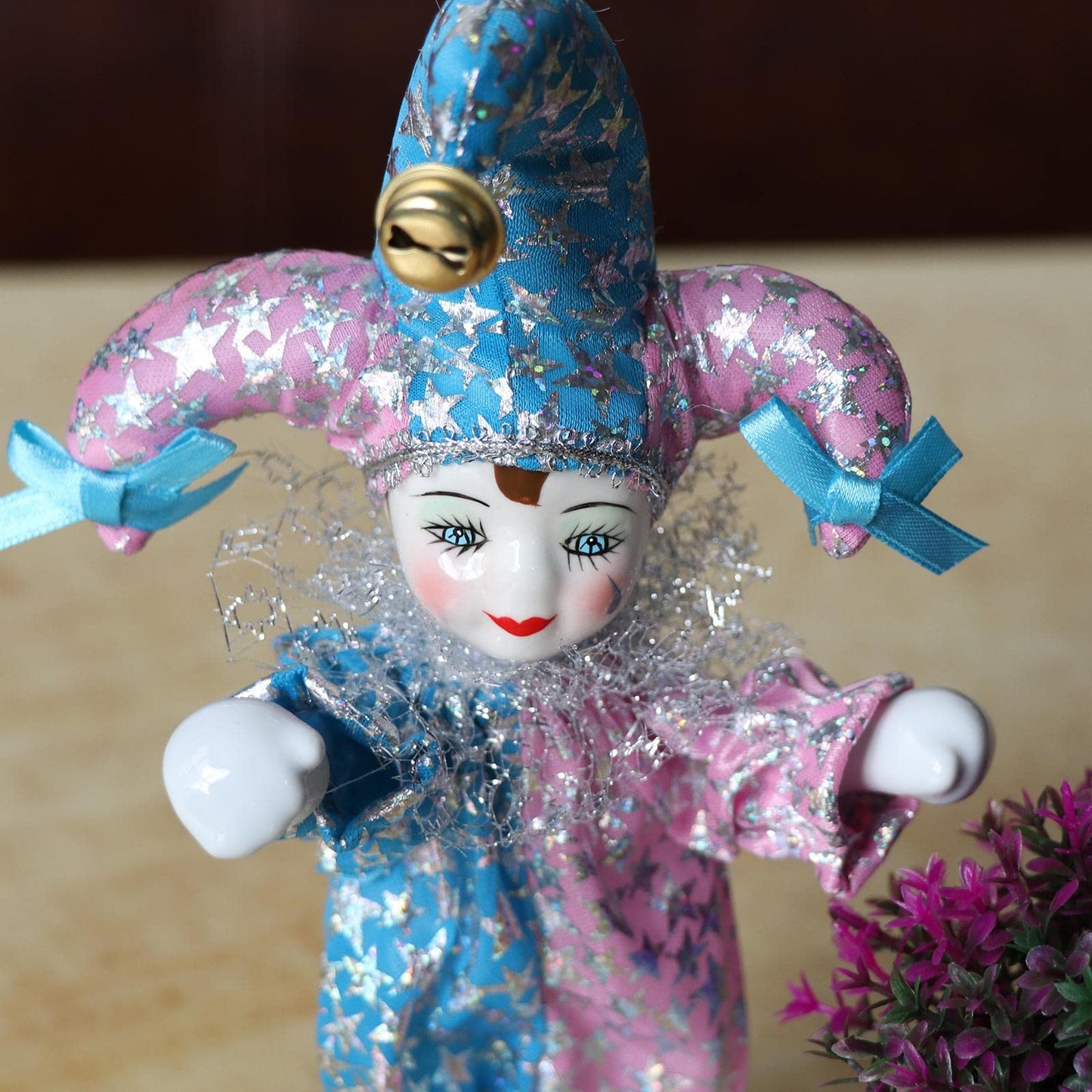 DYNWAVE Fashion Porcelain Dolls Collectible 8inch Height Harlequin Costume, Creative Valentin Gifts for Girlfriend