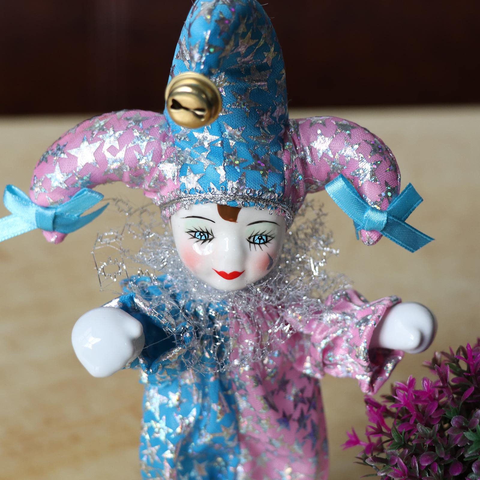 DYNWAVE Fashion Porcelain Dolls Collectible 8inch Height Harlequin Costume, Creative Valentin Gifts for Girlfriend