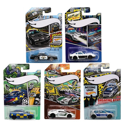 Hot Wheels Police Pursuit Comic Missing Logo Art Variant - Complete 5?Pack Bundle (2020 Edition) | Collectible 1:64 Die?Cast Police Cars