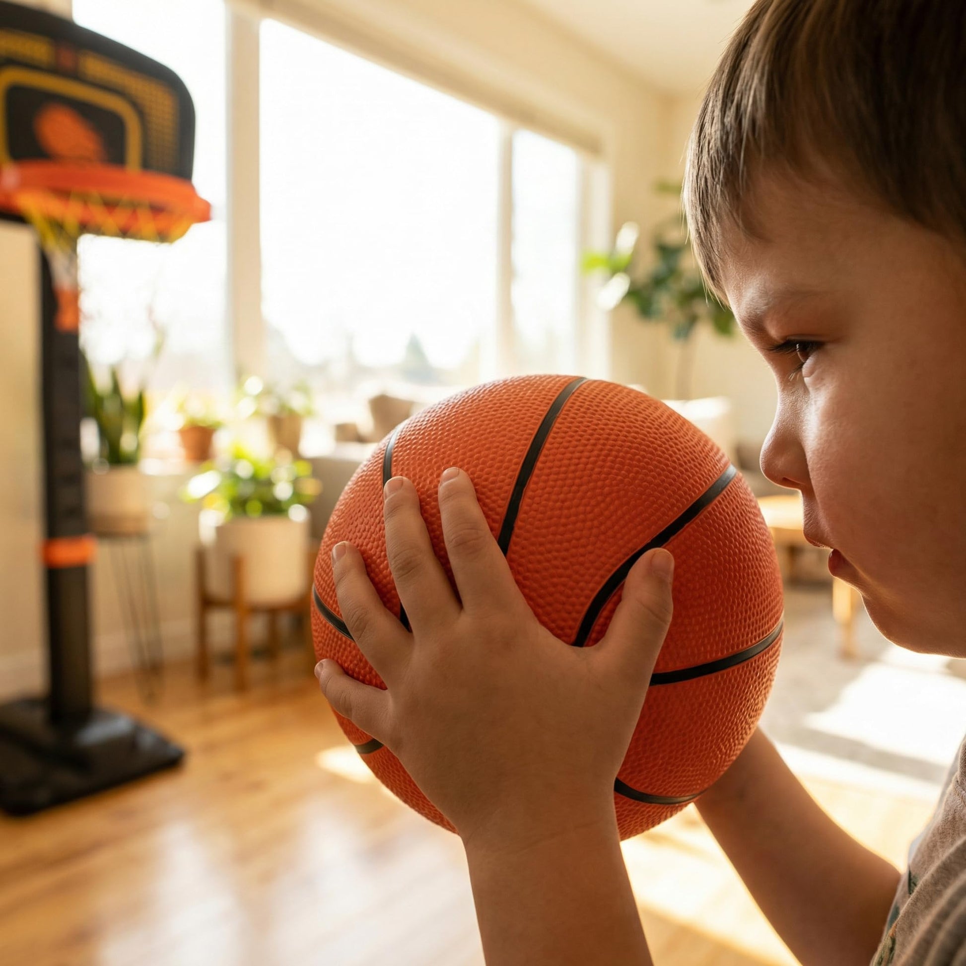 Grow’n Up Basketball Stand - Kids First Basketball Stand with Ball - Portable Indoor & Outdoor Sports Training Toy for Boys & Girls Ages 1.5-6 (Black)