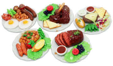 Set 5 Dollhouse Miniature Food Lamb Ribs - Realistic Mini Food Accessories for Dollhouse Kitchen Decor 1:6 Scale Collectible