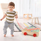 Joqutoys Wooden Building Blocks for Toddlers, Large Wood Baby Stacking Blocks Set for Kids, 30 PCS Alphabet Blocks with Toy Wagon, Educational Wooden