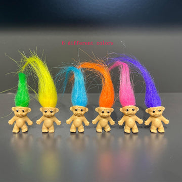 60pcs Long-haired Lucky mini Troll Dolls, Assorted Hair Colors, 0.78" Body