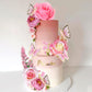 17 PCS Flower Cake Toppers Boho Cake Toppers Butterfly Cake Decorations with Light Artificial Roses Eucalyptus for Wedding Birthday Supplies (Light