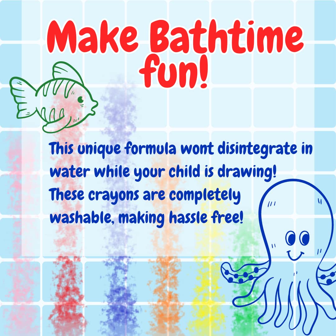 SCS Direct Bath Crayons Super Set -Set of 12 Draw in the Tub Colors with Bathtub Storage Mesh Bag -Non-Toxic, Safe for Children, Won't Disintegrate in