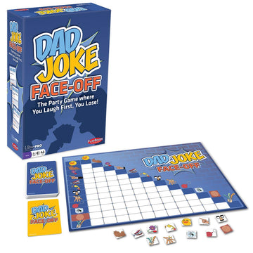 Dad Joke Face-Off - You Laugh First, You Lose, Funny Hilarious Family Party Game with 600 Jokes, Joke Challenge for 2-12 Players, Fast-Paced Laughter