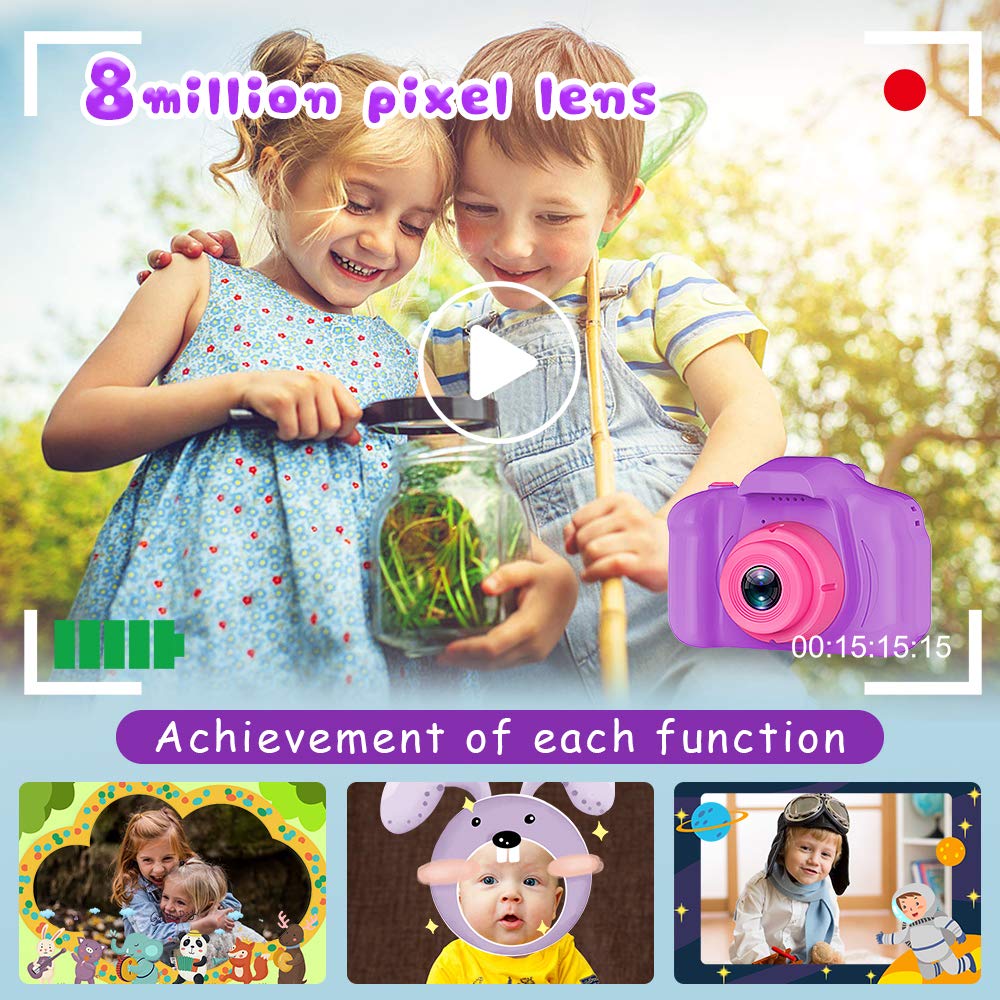 Seckton Upgrade Kids Selfie Camera, Christmas Birthday Gifts for Girls Age 3-9, HD Digital Video Cameras for Toddler, Portable Toy for 3 4 5 6 7 8