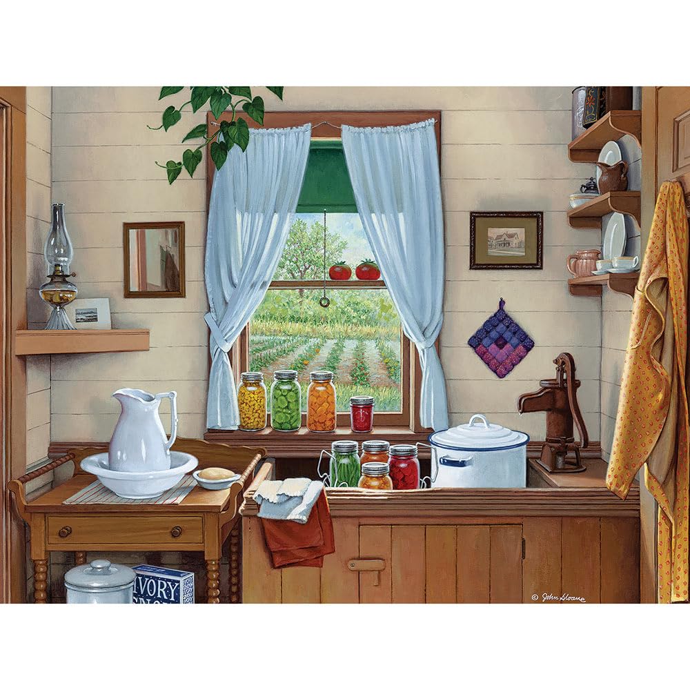 Bits and Pieces 500 Piece Puzzles for Adults - Taste of Summer - Large 18" x 24" Jigsaw Puzzles 500 Pieces Vintage Country Kitchen, No 2 Pieces Alike