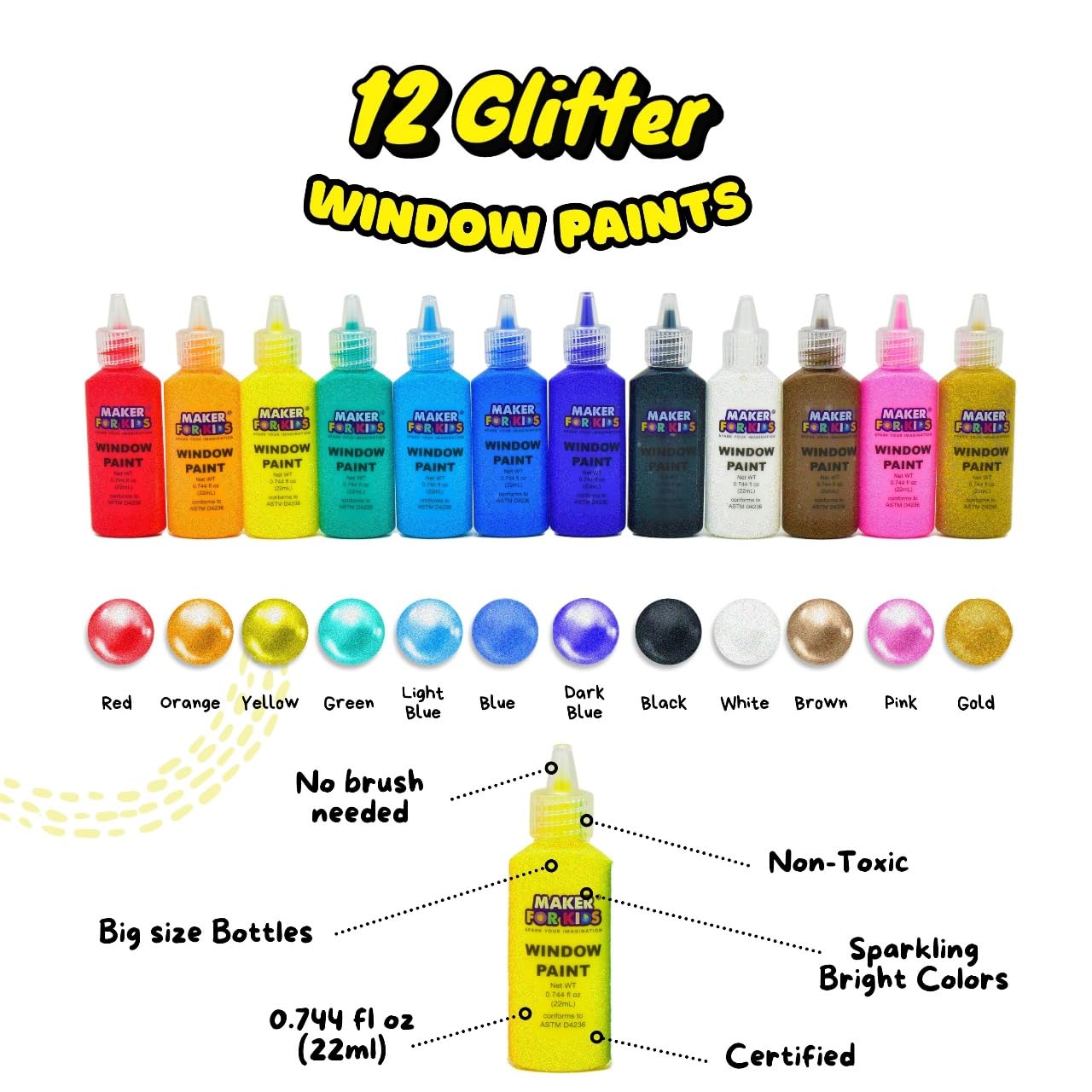 Create Your Own Suncatchers for Window Hanging - 24-Pack Window Glitter Art Suncatcher Kit with 12 Colors - Arts and Crafts for Kids