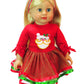 Red and Green Santa Christmas Dress for 18-Inch Dolls | Premium Quality & Trendy Design | Dolls Clothes