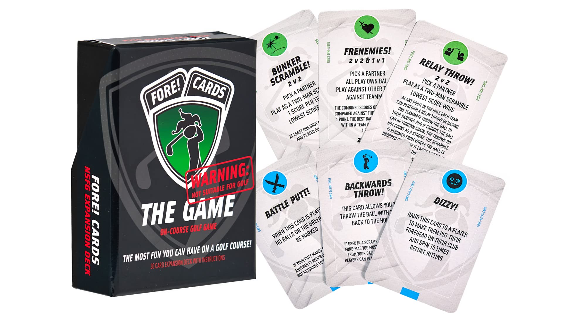 Fore! Cards On-Course Golf Card Game & Expansion Pack Bundle - Fun Golf Games with Classic & Crazy Formats for Foursomes - Unique Golf Gift for Men