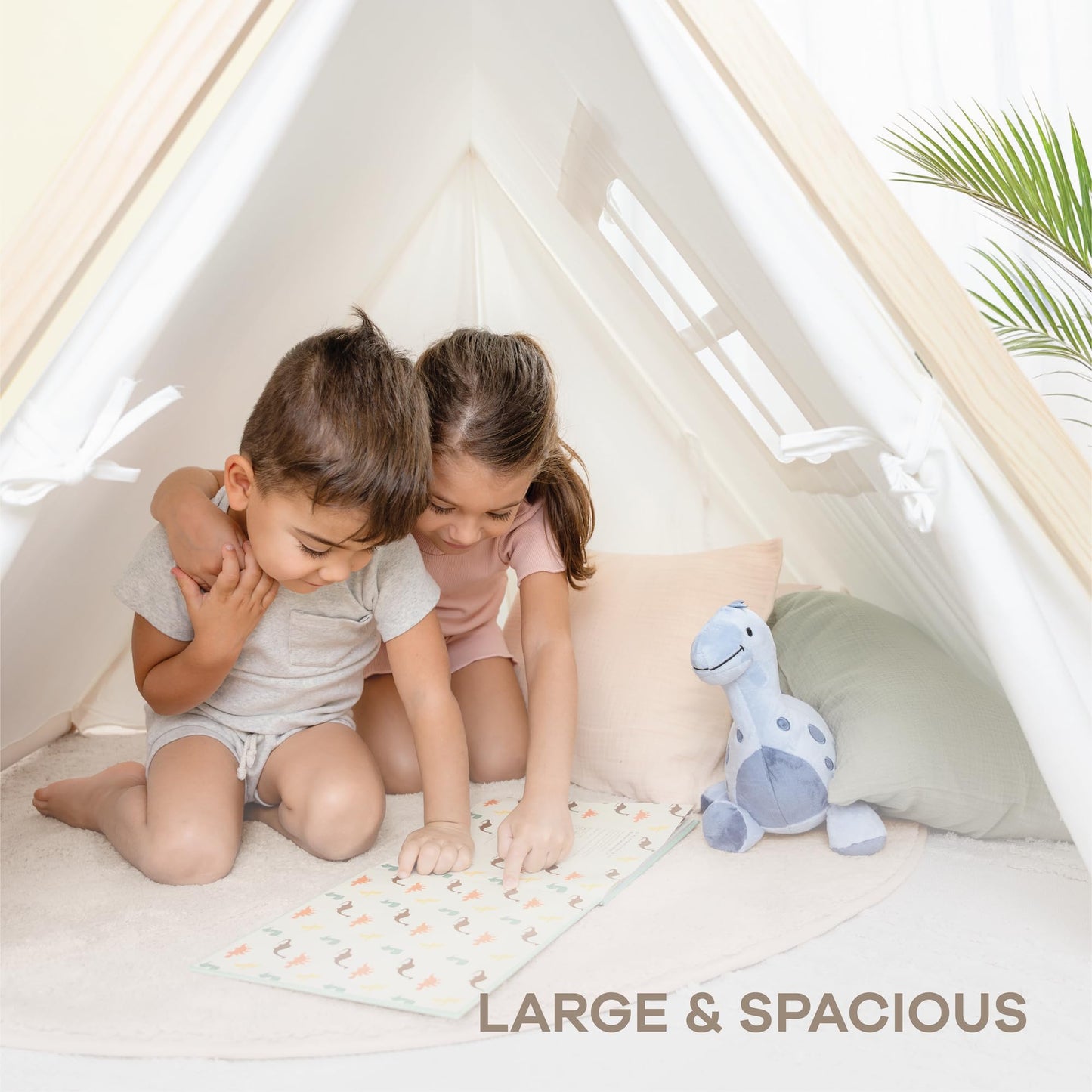 Comfy Cubs Kids Play Tent - Breathable Cotton Teepee for Imaginative Activity - Indoor Canvas Play Tent - Easy Setup, Safe Design, and Spacious Layout