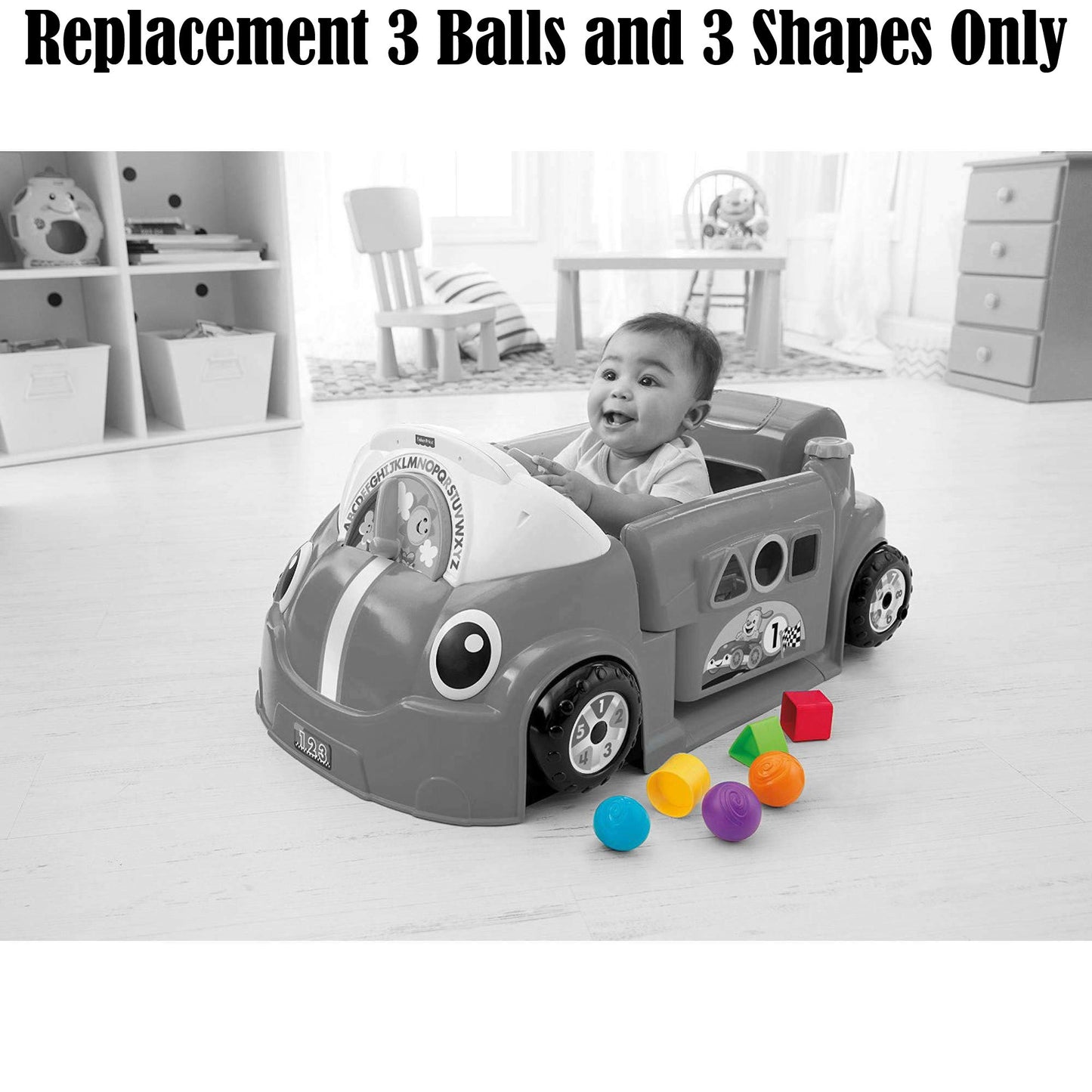 Replacement Parts for Fisher-Price Laugh and Learn Smart Stages Crawl Around Car - DJD09~3 Balls and 3 Shapes ~ Also Works with Models CJM93 and Y7749