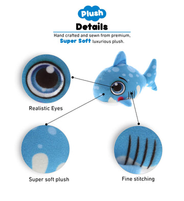 DolliBu Blue Shark Stuffed Animal Plush Toy, Kids & Adults Huggable Shark Cuddle Gifts, Cute Stuffed Animals for Toddler & Baby's First Sea Creature