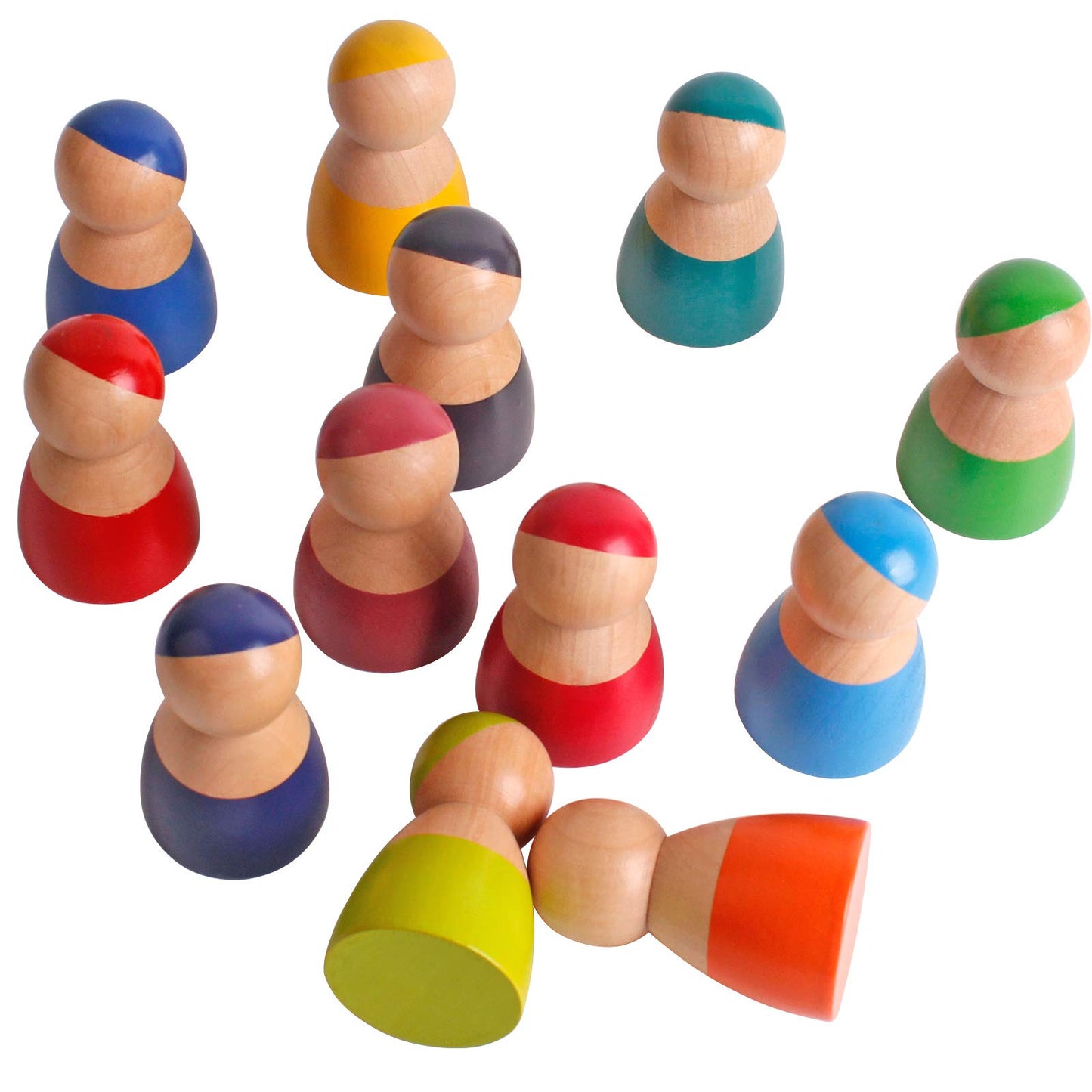Dinhon Rainbow Friends Wooden Dolls & Play Figures for Toddlers