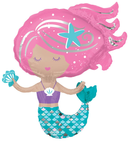 Anagram 30" Shimmering Mermaid Mylar Foil Balloon Birthday Party Decoration