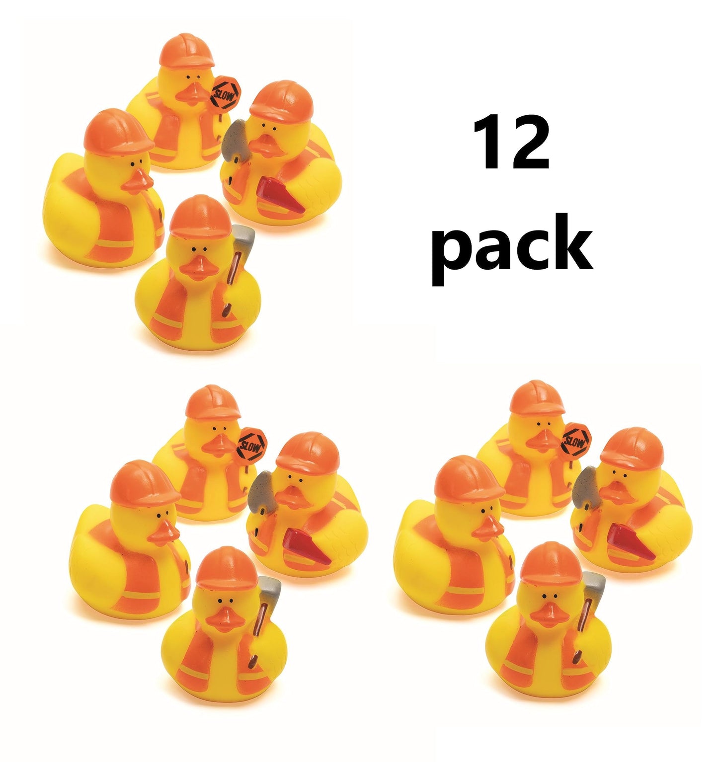 Fun Express Construction Rubber Duckies (Set of 12 Ducks)