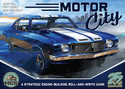 Motor City, A Strategic Roll and Write Board Game About Building Autos in Detroit - 25th Century Games