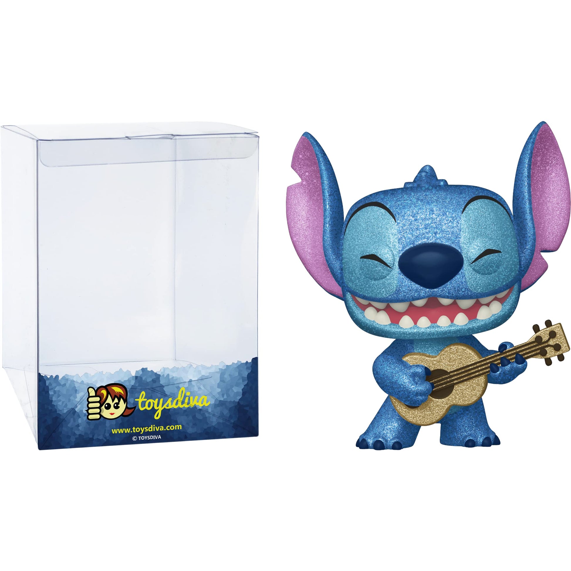 Funko S t i t c h with Ukulele [Dia Collection] (EE Exc): P o p ! Vinyl Figurine Bundle with 1 Compatible 'ToysDiva' Graphic Protector (1044-57488 -
