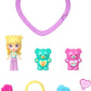 Polly Pocket x Sweethearts, Micro Doll & 2 Playsets with 7 Themed Accessories & Keychain Clip, Travel Toy, Partnership Compact