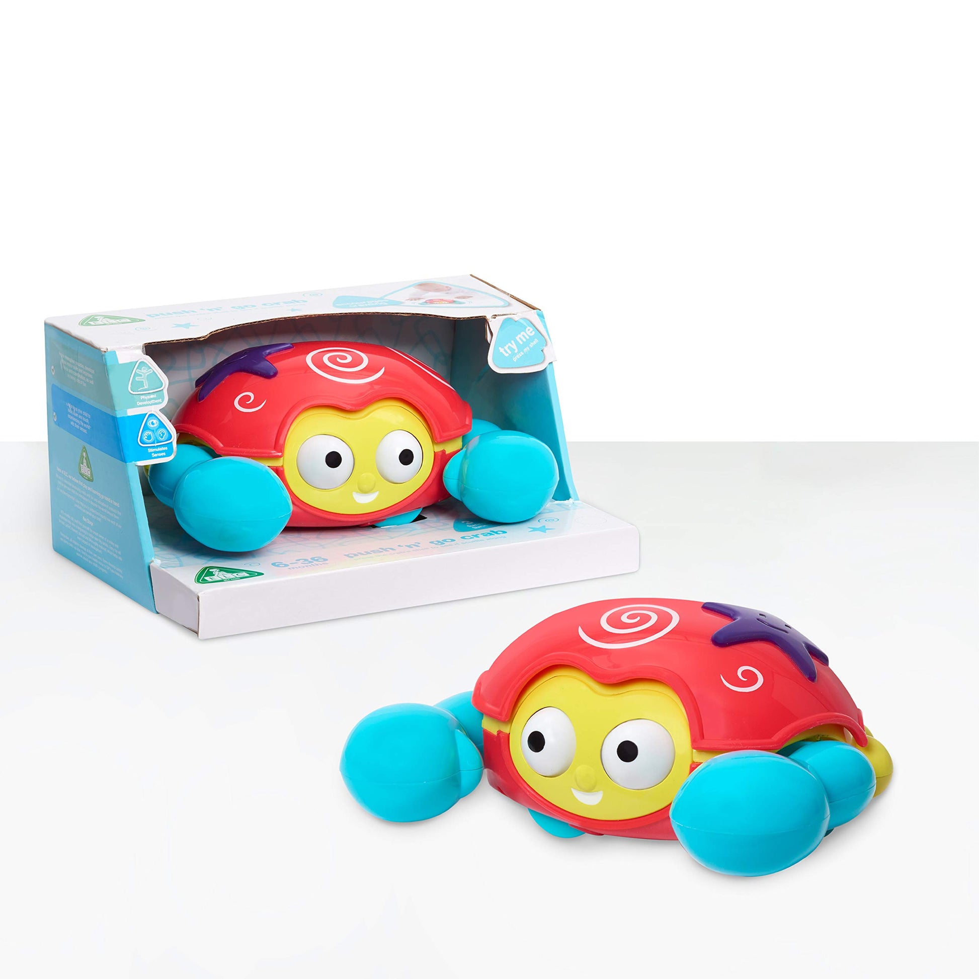 Early Learning Centre Push ‘n’ Go Crab, Physical Development, Stimulates Senses, Kids Toys for Ages 06 Month, Amazon Exclusive