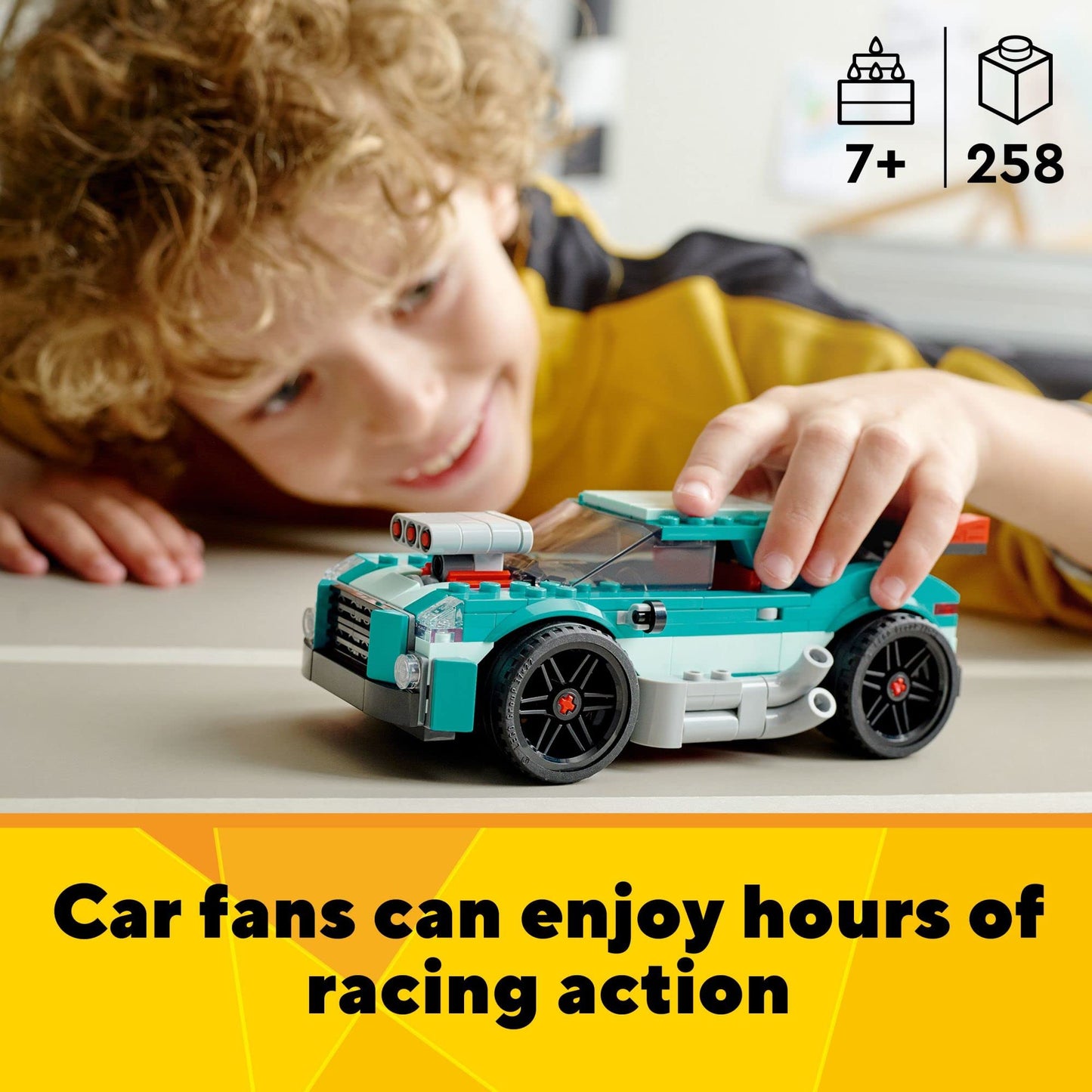LEGO Creator 3 in 1 Street Racer Car, Rebuildable Kit Transforms to a Muscle Car, Hot Rod, or Race Car Toy, Great Model Car Toy Gift for Boys and