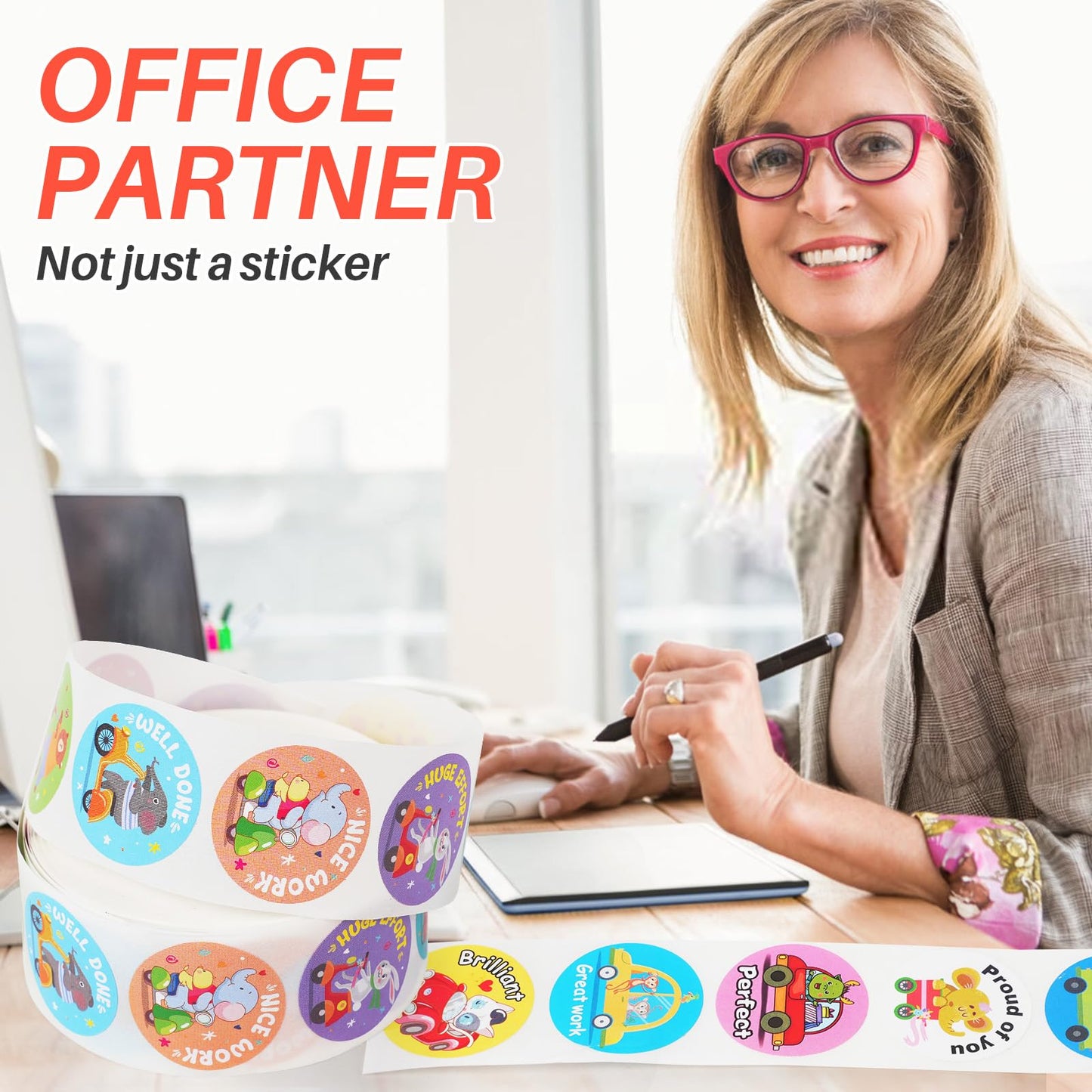 UKOICO 1000 Pieces Stickers for Kids,Cute Cartoon Animal Reward Stickers Suitable for Childers,Students,Classroom,School,Home,Party (1" / 2 Rolls)