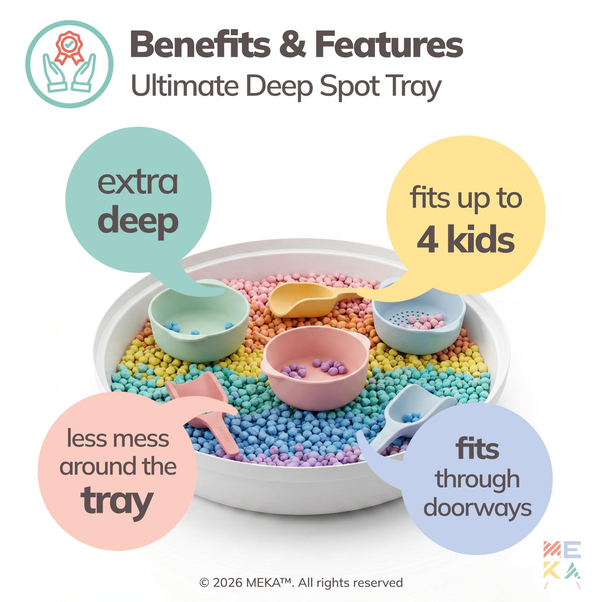 MEKA Deep Tuff Tray 27.8” Round Sensory Play Base, Heavy Duty Plastic Deep Spot Messy Activity Mud Water Sand Tray for Toddlers, Outdoor Indoor