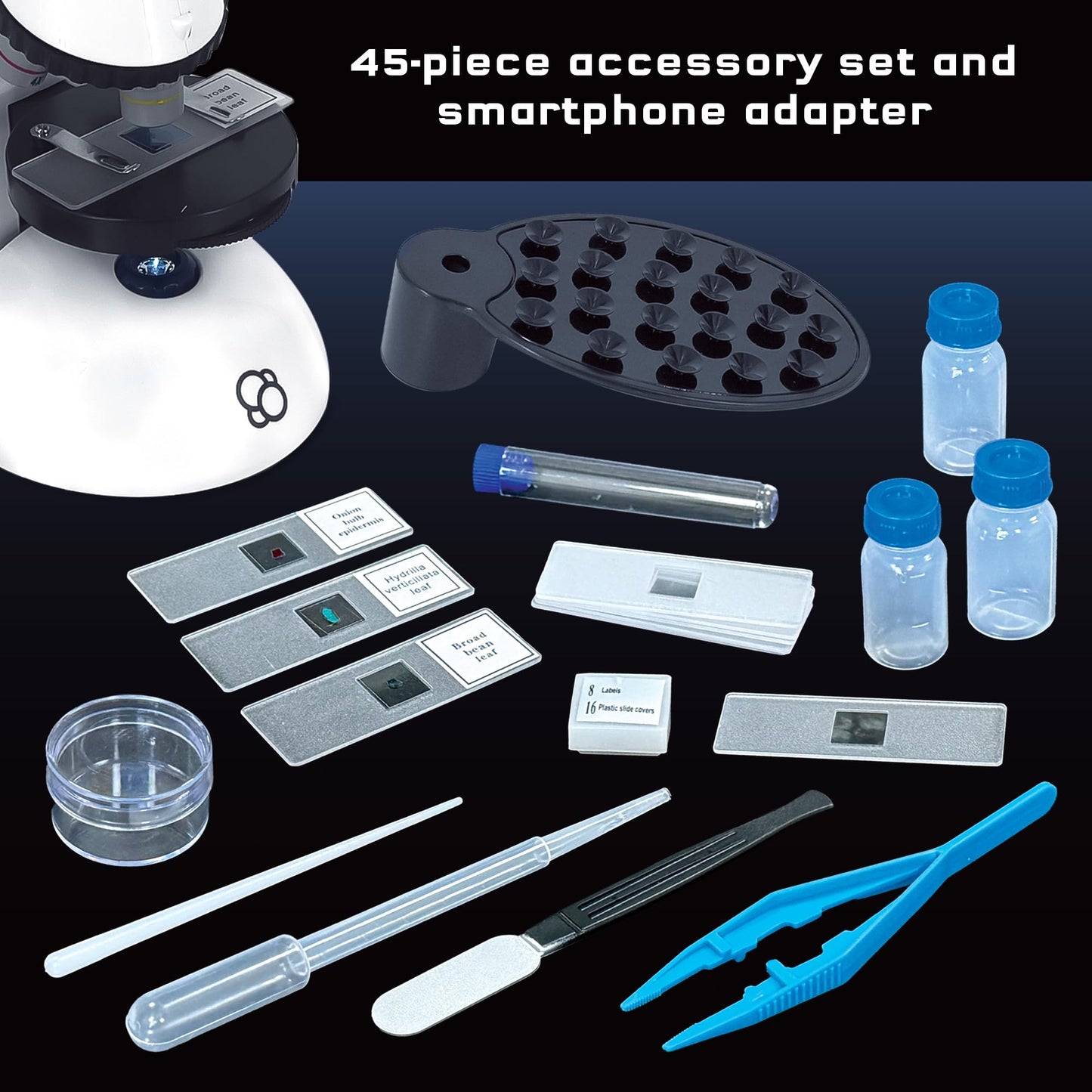 The Thames & Kosmos Microscope Essential STEM Tool with Smartphone Adapter to Capture & View Microscopic Images, Entry-Level Student Science Device
