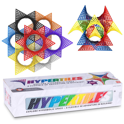 HyperTiles Hyperbolic Building Toy - 3" x 3" STEM Educational 3-Dimensional Adventure: 48 Tiles & 80 Connectors for Logic & Creativity - Infinite