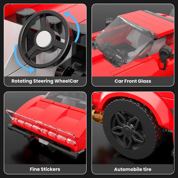 Mould King Super Sports Car Building Set with Display Case, 332 Piece Model