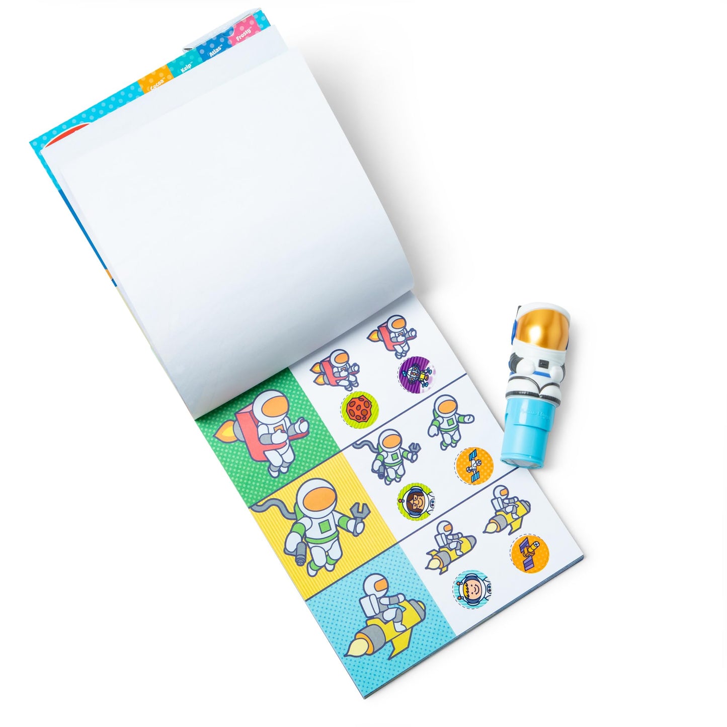 Melissa & Doug Sticker Wow!™ Astronaut Bundle: 24-Page Activity Book, Refillable Sticker Stamper, Mini Pad, 500 Stickers, Arts and Crafts for Kids