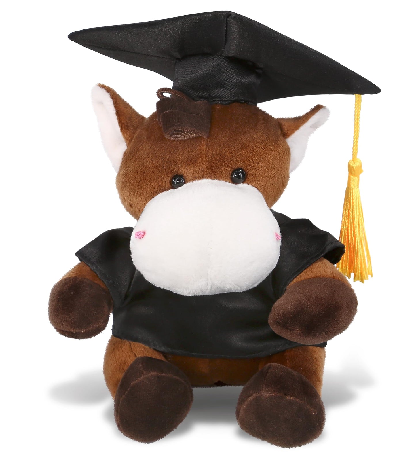 DolliBu Horse Graduation Plush Toy - Soft Huggable Graduation Stuffed Animal Dress Up with Gown and Cap with Tassel Outfit - Graduation Gift