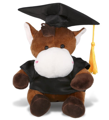 DolliBu Horse Graduation Plush Toy - Soft Huggable Graduation Stuffed Animal Dress Up with Gown and Cap with Tassel Outfit - Graduation Gift