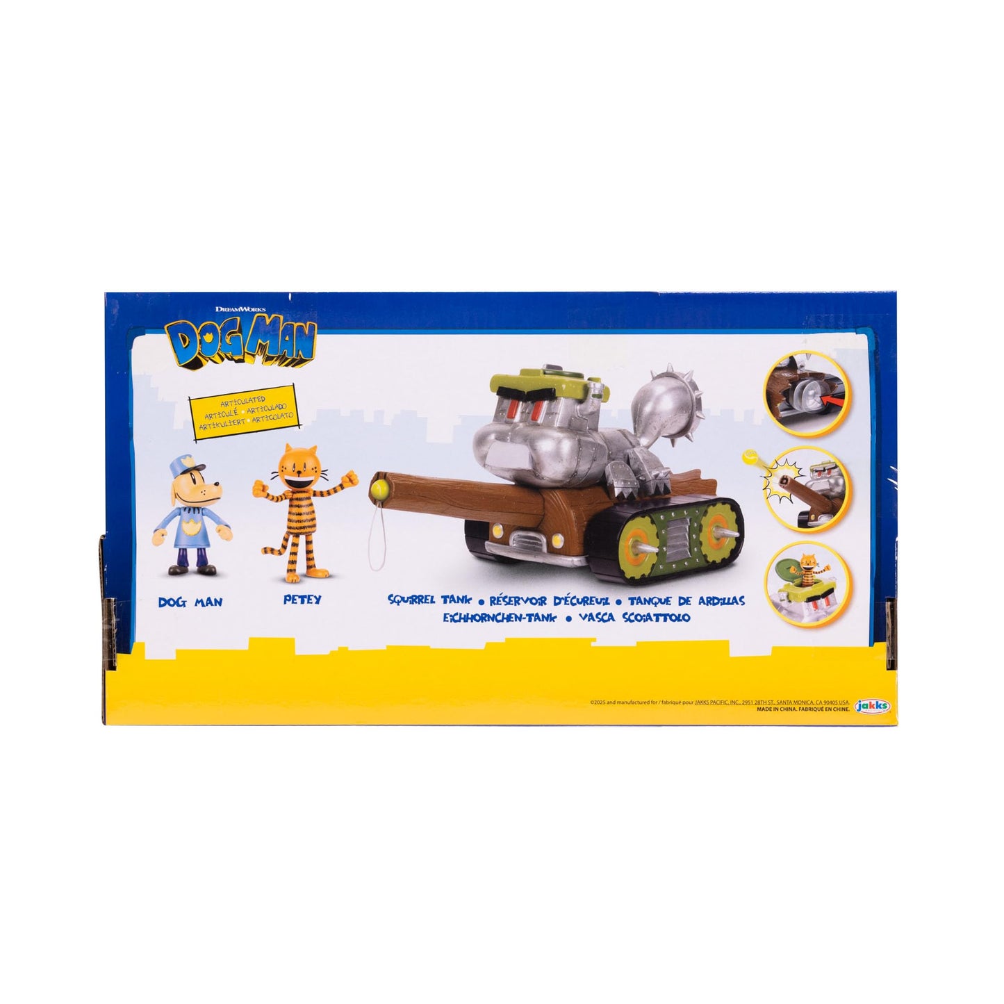 JAKKS Dog Man Squirrel Tank Shooter Vehicle Playset with Petey and Dog Man Action Figures