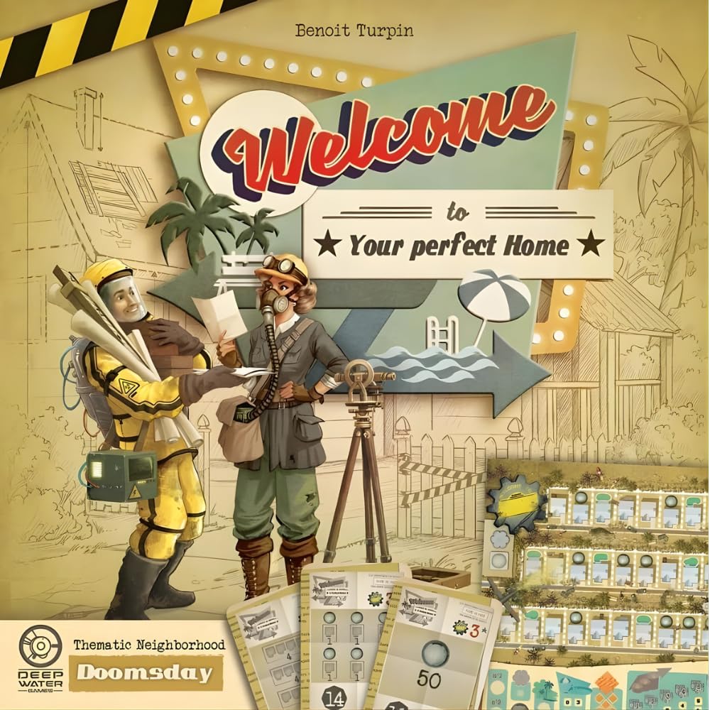 Deep Water Games Welcome to The Neighborhood Board Game Expansions Bundle: Doomsday, Summer, Outbreak, Al Solo Expansion, and Playmat (5 Items)
